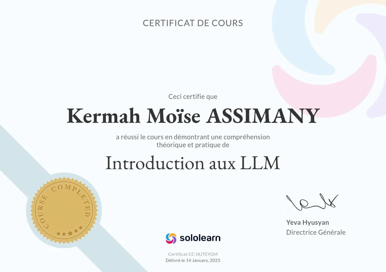IA générative & LLM, Sololearn